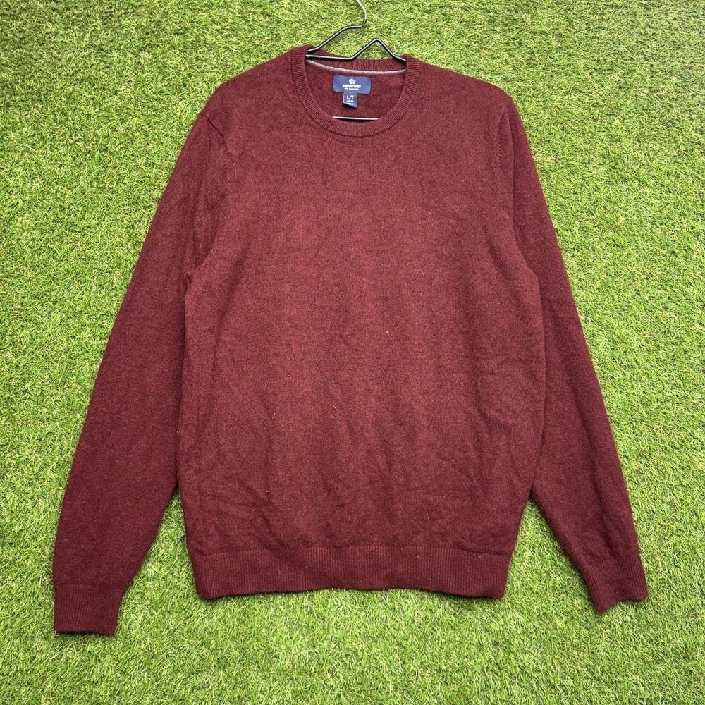 Vintage Land's End Cashmere Sweater Mens Large Tall LT Maroon Dress Preppy 90s